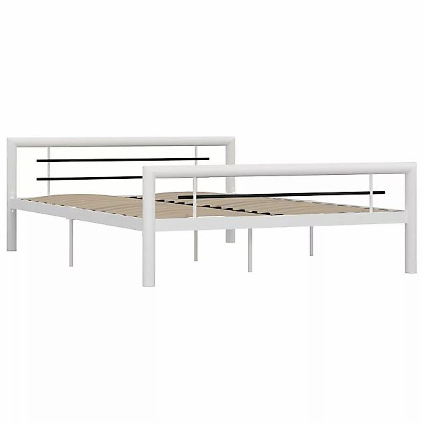 Bettgestell Weiß Und Schwarz Metall 160ã200 Cm günstig online kaufen