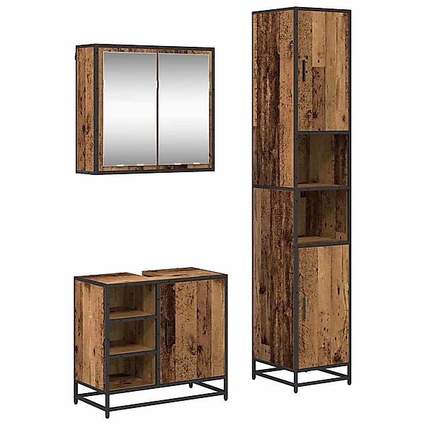 vidaXL Badezimmermöbel-Set mit Regal 3-Tlg Altholz Holzwerkstoff 3402360 günstig online kaufen