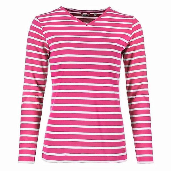 modAS Langarmshirt Damen Shirt mit Streifen und V-Ausschnitt - Bretonisches günstig online kaufen