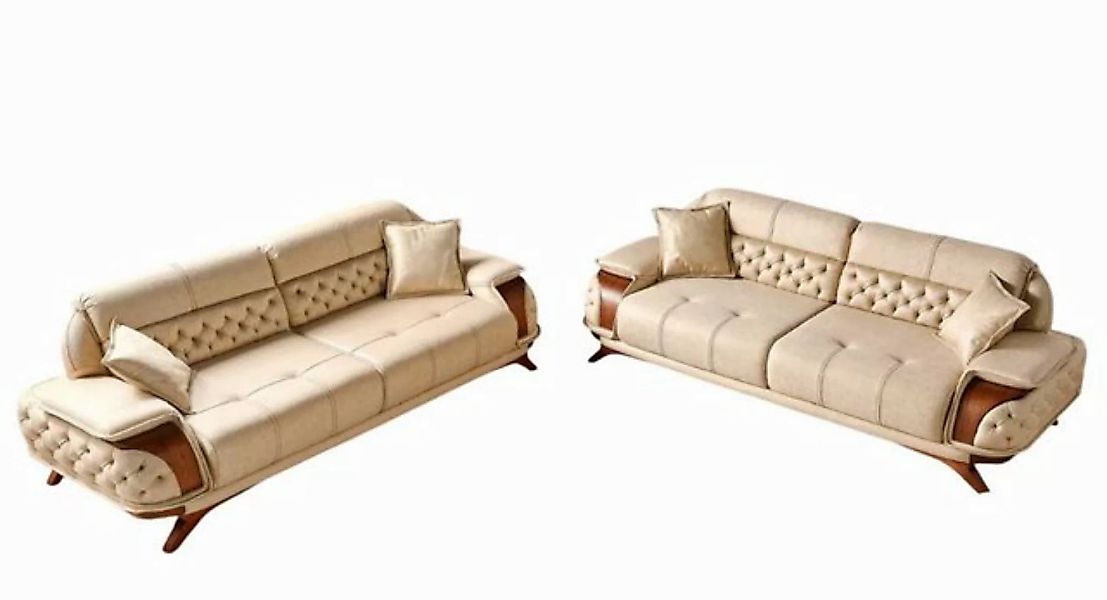 JVmoebel Sofa Stilvolles Modernes Sofa Set 3+3 – Beige Design für Wohnzimme günstig online kaufen