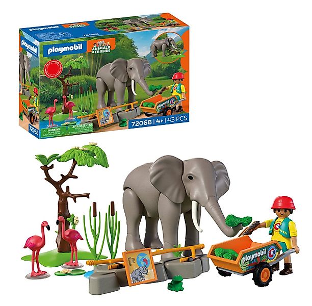 Playmobil® Elefant mit Tierpfleger (72068), Animals & Friends Konstruktions günstig online kaufen