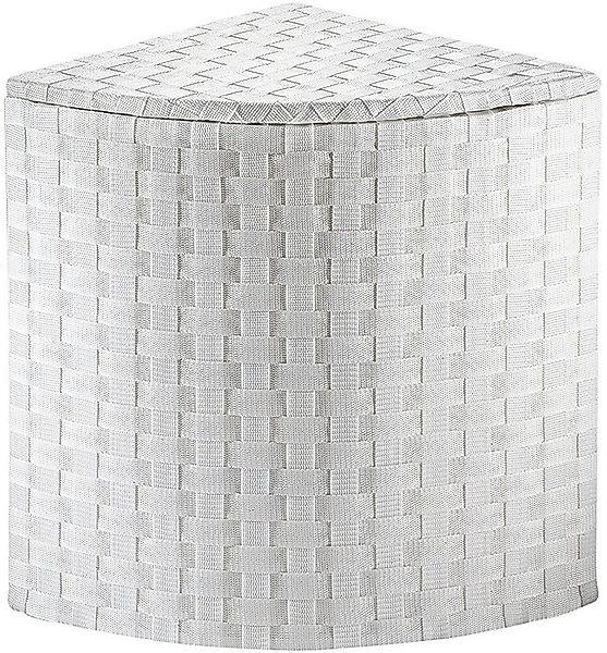 Kobolo Wäschekorb Eckwäschebehälter weiß aus Nylongeflecht (mit Deckel) günstig online kaufen