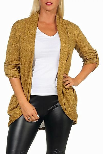 CLEO STYLE Cardigan Damen Strickjacke 402 Senf günstig online kaufen