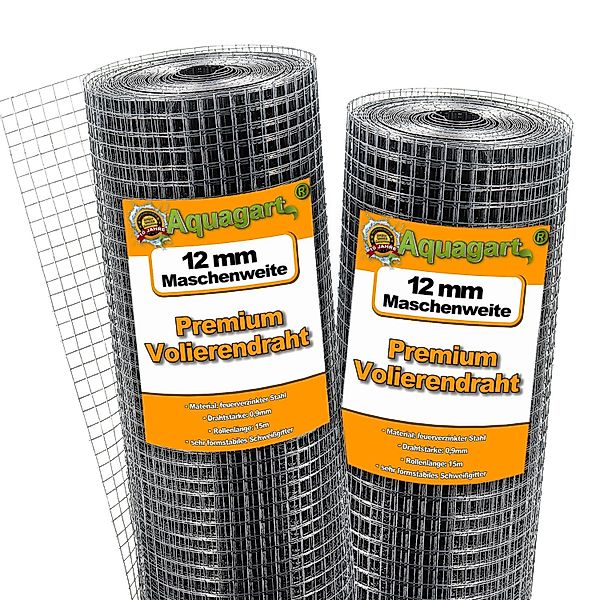 Aquagart 90m x 1m Volierendraht 12mmDrahtgitter Schweissgitter  Drahtzaun F günstig online kaufen