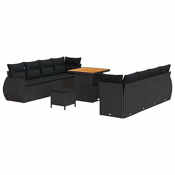 vidaXL Garten-Sofa-Set 11-Tlg Schwarz Poly Rattan 3361844 günstig online kaufen