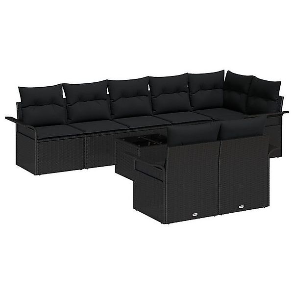 vidaXL Loungesofa 9-teiliges Garten-Sofa-Set mit Kissen Beige Poly-Rattan, günstig online kaufen