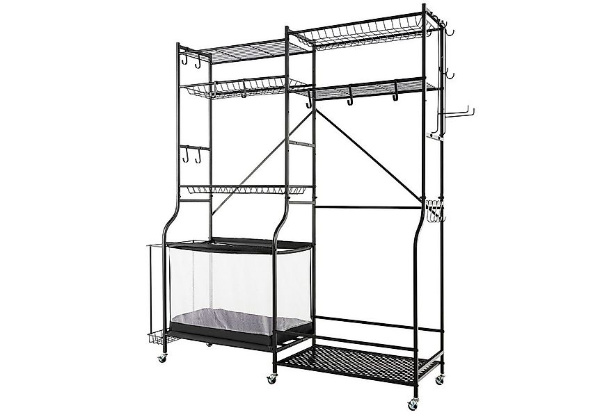 COSTWAY Sportgeräte-Regalwagen, Sportgeräteorganisator mit Regalen & Rädern günstig online kaufen