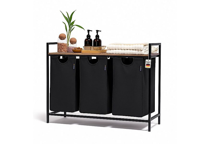 Roxlin Wäschekorb Wäschekorb 3 Fächer – Wäschesammler mit Deckel & Ablage günstig online kaufen