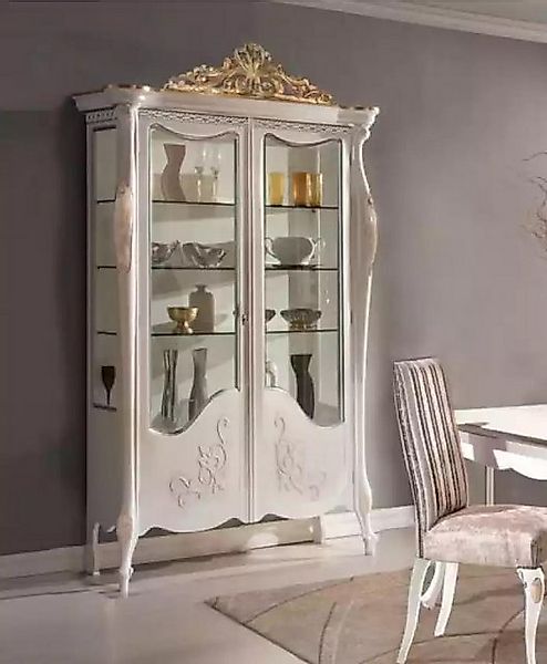 JVmoebel Vitrine Weiß Vitrine Glas Schrank Wohnzimmer Holz Anrichte Italien günstig online kaufen