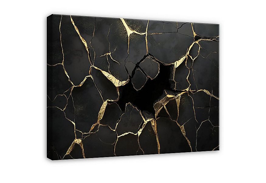 Wallarena Leinwandbild Abstrakt Schwarz Gold Marmor Leinwand Bilder Wandbil günstig online kaufen