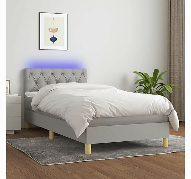 vidaXL Boxspringbett Boxspringbett mit Matratze LED Hellgrau 80x200 cm Stof günstig online kaufen