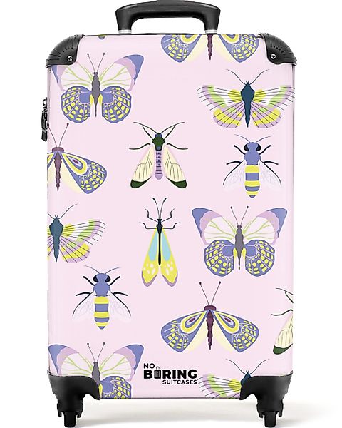 NoBoringSuitcases.com© Hartschalen-Trolley Rosa mit Insekten 55x35x20cm, günstig online kaufen
