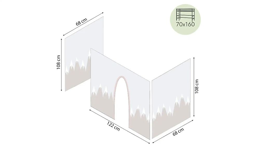 Hoppekids Vorhang Mittelhochbett 70x160  Winter Wonderland ¦ creme ¦ Maße ( günstig online kaufen
