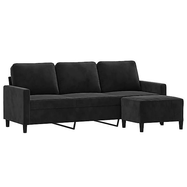 vidaXL 3-Sitzer-Sofa mit Hocker Schwarz 180 cm Samt 3201060 günstig online kaufen