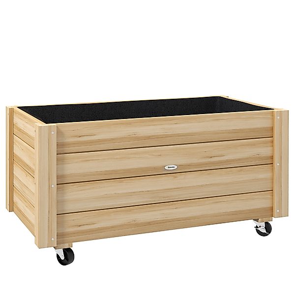 Outsunny Hochbeet Massivholz, Pflanzbeet mit Rollen, Frühbeet Gartenbeet Bl günstig online kaufen