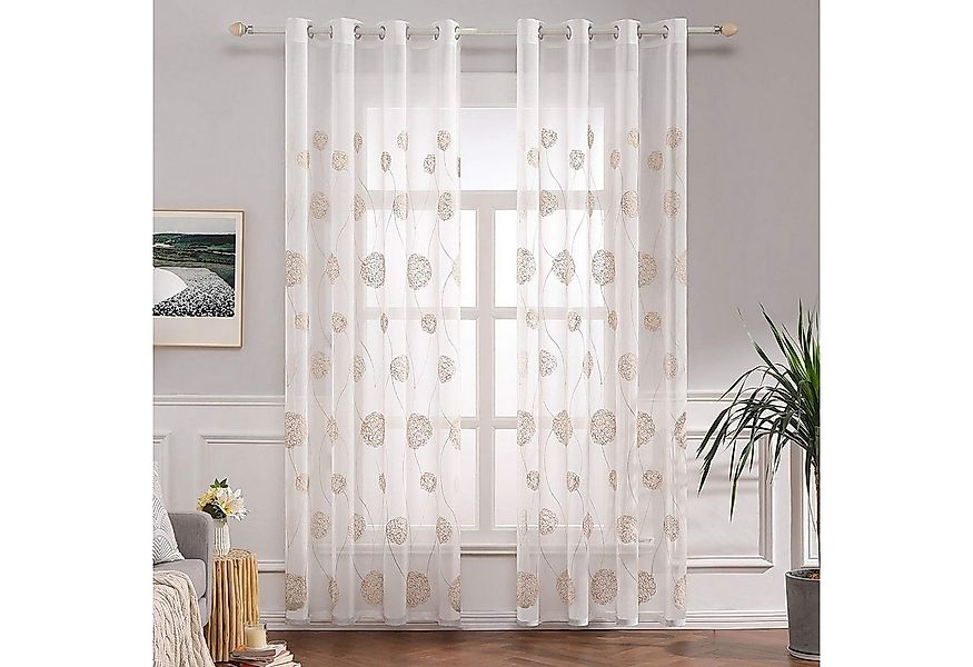 BYSURE Vorhang Gardinen mit Florales Stickerei (2 St), Ösen, transparent, V günstig online kaufen