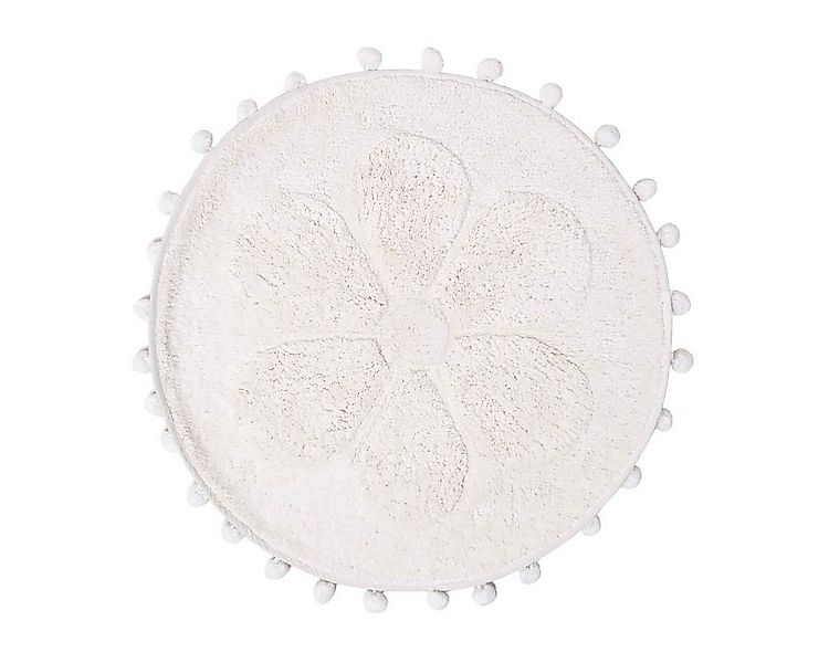 Homescapes Badematte Runde Badematte Blume, 60 cm – Badvorleger weiß mit Po günstig online kaufen