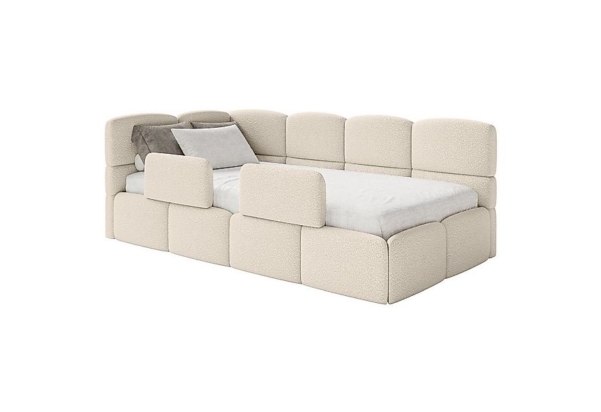Selsey Jugendbett CLOUDY, mit Bettkasten, Bouclé, 90x200 cm, Kopfteil links günstig online kaufen