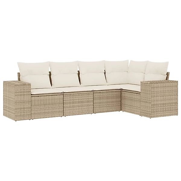 vidaXL 5-tlg Garten-Sofagarnitur mit Kissen Beige Poly Rattan Modell 153 günstig online kaufen