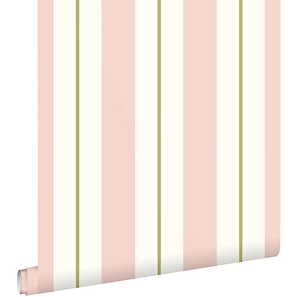 ESTAhome Tapete Streifen Hellrosa und Olivgrün 50 x 900 cm günstig online kaufen