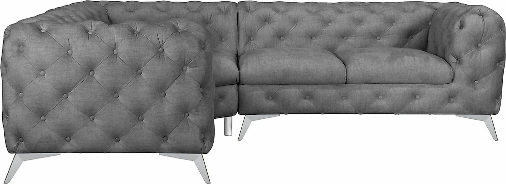 Leonique Chesterfield-Sofa "Ecksofa GLYNIS L-Form mit Wellenunterfederung, günstig online kaufen