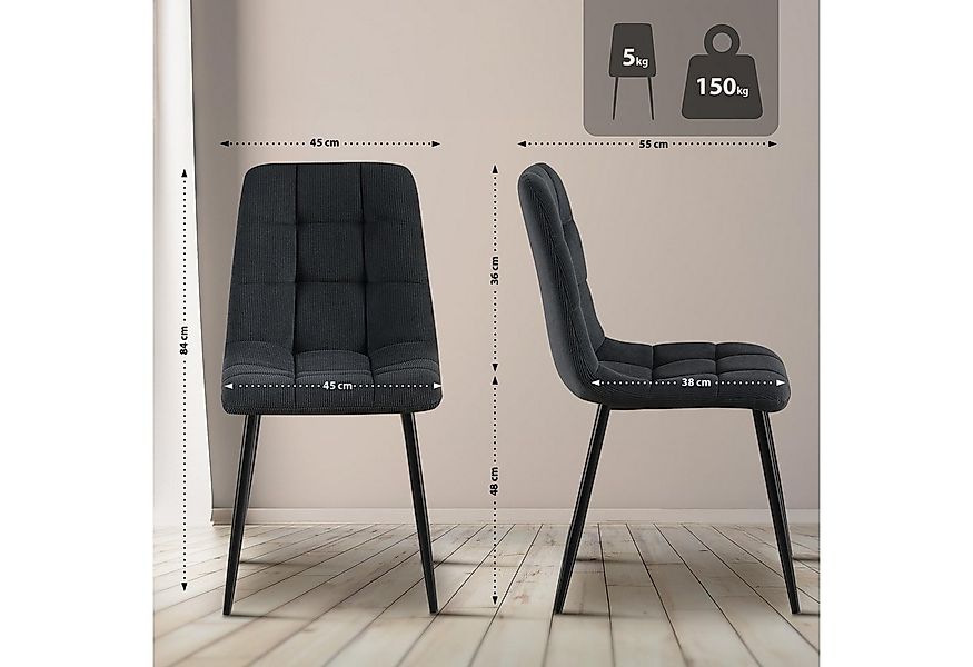 CLP Esszimmerstuhl Tilde (4er Set, 4 St), mit Rückenlehne, Metallgestell, b günstig online kaufen