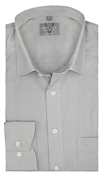 MARVELIS Businesshemd Comfort Fit, Grau, Chambray, Bügelfrei, New Kent Krag günstig online kaufen