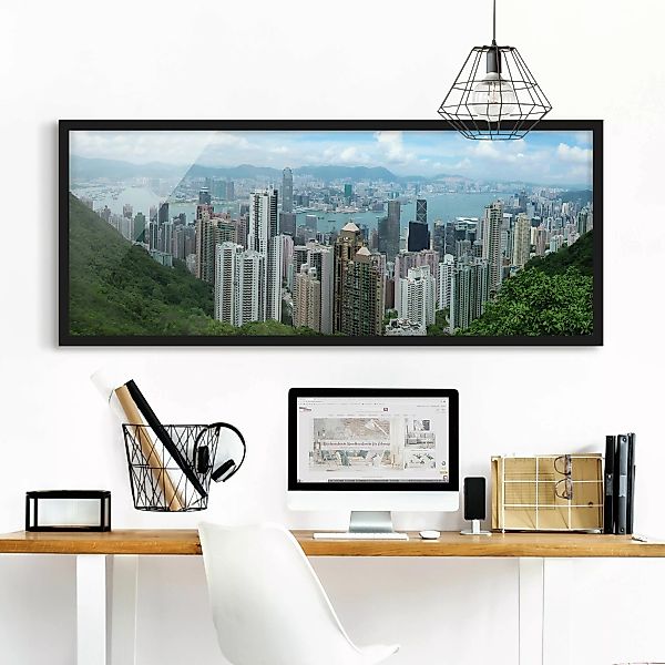 Bild mit Rahmen Architektur & Skyline - Panorama Watching HongKong günstig online kaufen