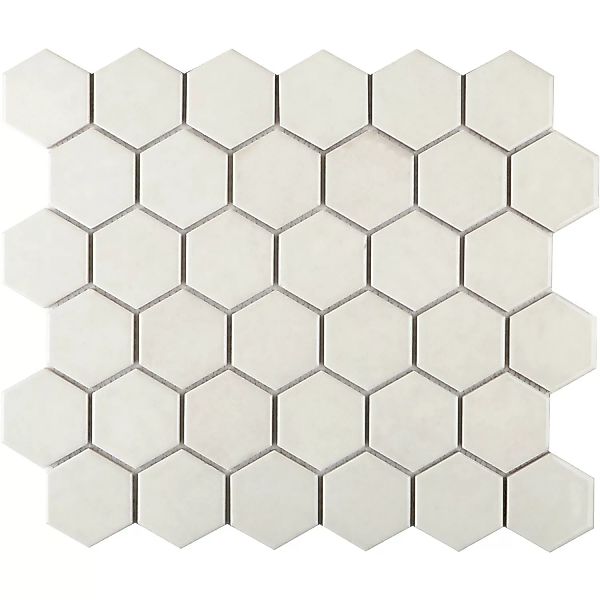 Mosaikmatte Castello Hexagon Keramik Weiß 32 cm x 28 cm günstig online kaufen
