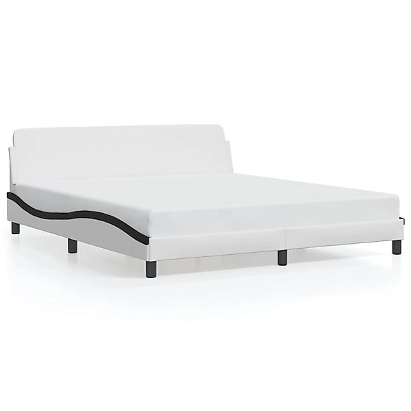 vidaXL Bettgestell Dover Weiß und Schwarz 180x200 cm Kunstleder 373244 günstig online kaufen