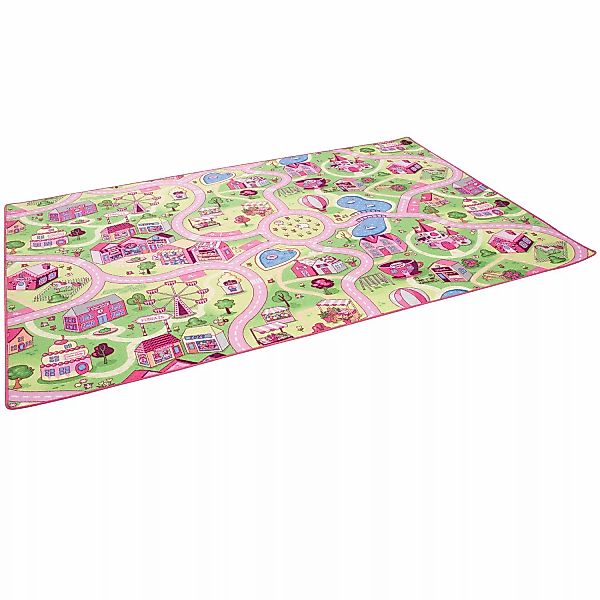 Snapstyle Kinder Spiel Teppich Girls Village Rosa 80x240cm günstig online kaufen