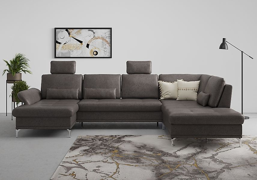 Home affaire Wohnlandschaft »Palm Beach U-Form« Federkern, mit Sitztiefenve günstig online kaufen