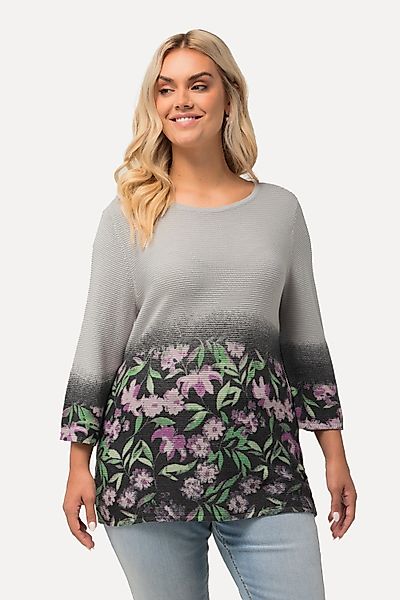 Ulla Popken Strickpullover Pullover Blüten Krausstrick günstig online kaufen