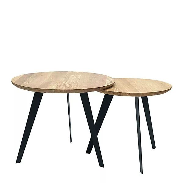 Beistelltisch Set mit Dreifußgestell runde Holz Tischplatten (zweiteilig) günstig online kaufen