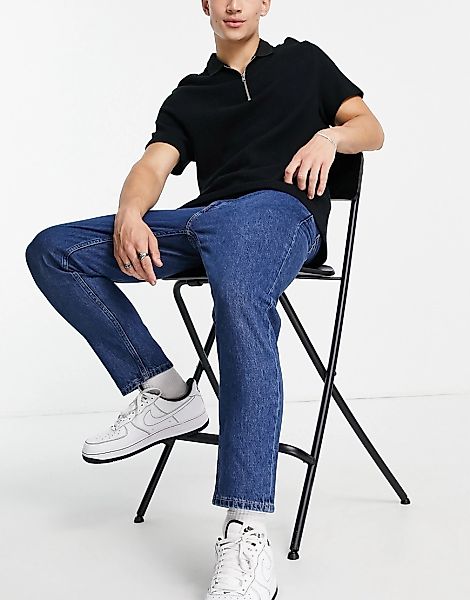 Calvin Klein Jeans – Dad-Jeans in mittlerer Waschung-Blau günstig online kaufen