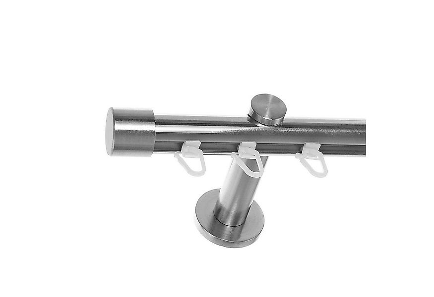 BASIT Gardinenstange Innenlauf Edelstahloptik 20mm mit Wandträgern 120 cm E günstig online kaufen