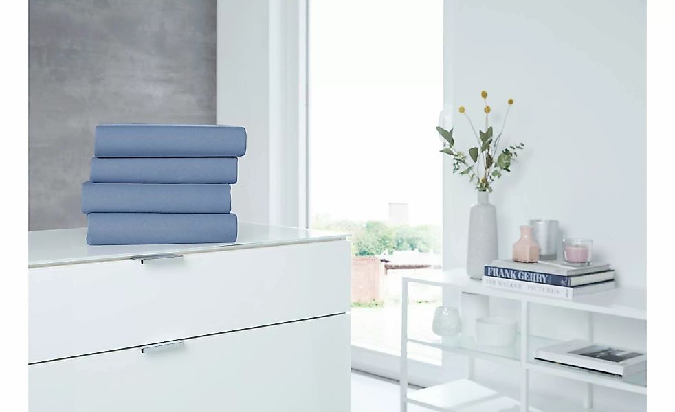 Jersey-Elastan Topperlaken   ¦ blau ¦ Maße (cm): B: 150 H: 10 T: 10.0 Bettw günstig online kaufen