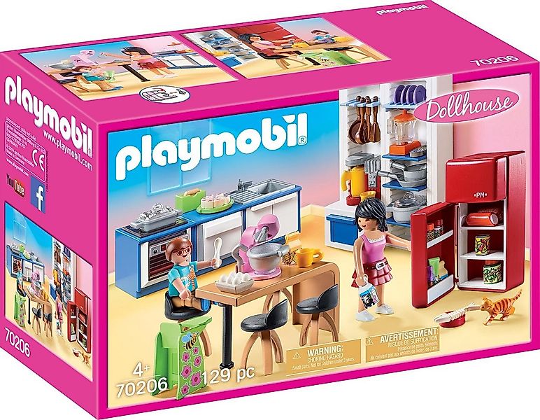 Playmobil® Familienküche (70206), Dollhouse Konstruktions-Spielset, (129 St günstig online kaufen