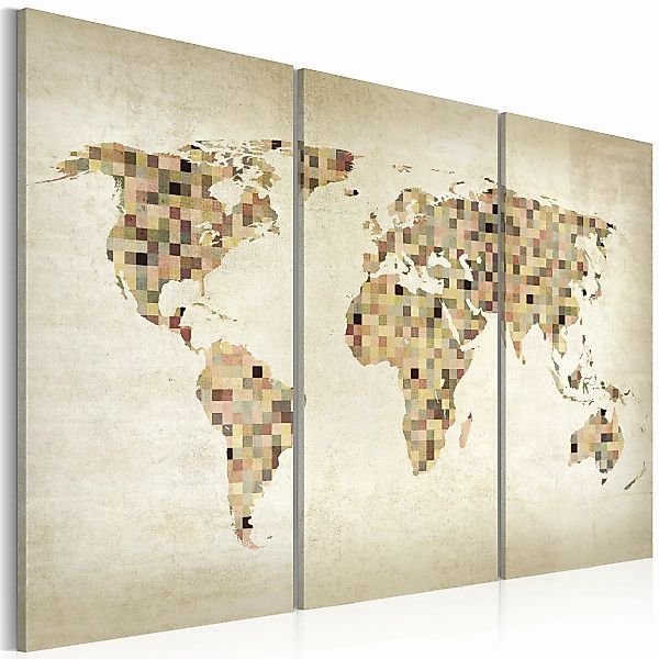 Wandbild - Welt In Beigen Farbtönen - Triptychon günstig online kaufen