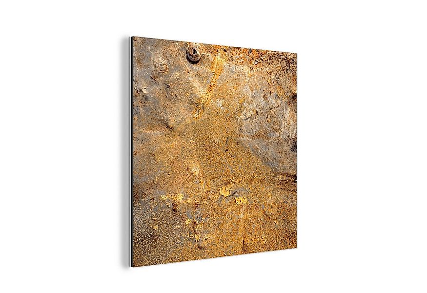 MuchoWow Metallbild Metall - Rost - Gold - Grau - Textur, Inkl. Aufhängung, günstig online kaufen
