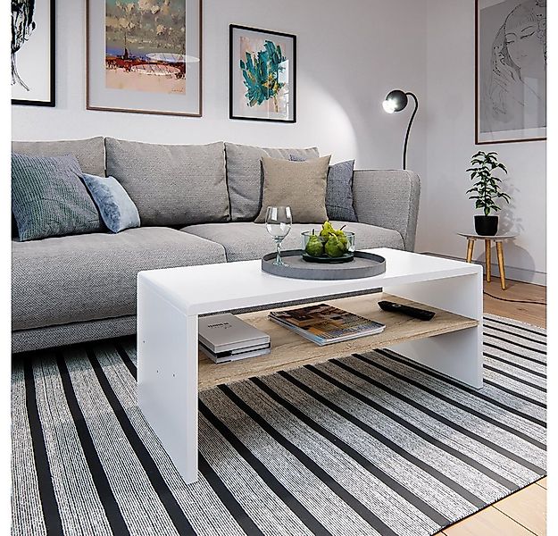 Vicco Couchtisch, Weiß/Sonoma/Sonoma, 99.6 x 39.8 cm (1-St), Drehbar günstig online kaufen