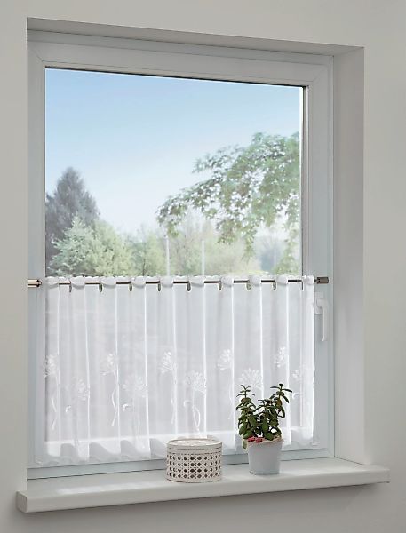 Sehlbach Gardine "Bistrogardine Voile Stickerei Pusteblume" Durchzuglöcher günstig online kaufen