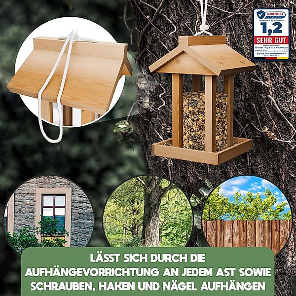 Oramics Futterhaus Holz Vogelfutterhaus Plexiglas Aufhängung günstig online kaufen