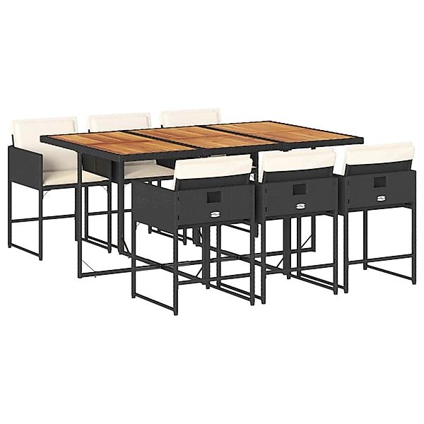 vidaXL 7-Tlg Garten-Essgruppe mit Kissen Schwarz Poly Rattan 3211275 günstig online kaufen