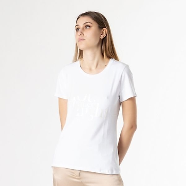 Atos Lombardini  T-Shirt Satin-T-Shirt mit silberner Schrift günstig online kaufen