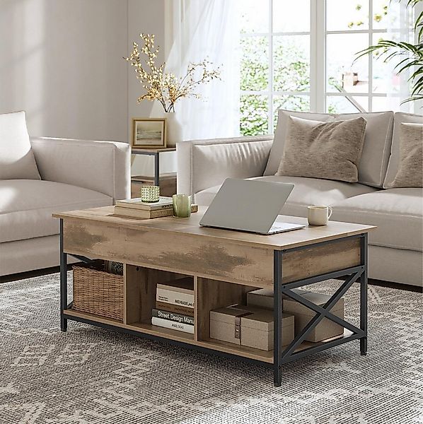 VASAGLE Couchtisch, höhenverstellbar, versteckter Stauraum, 60 x 100/120 x günstig online kaufen