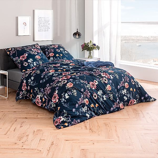 Estella Interlock Jersey Bettwäsche Laurena 6947-625 Nachtblau 135x200 günstig online kaufen