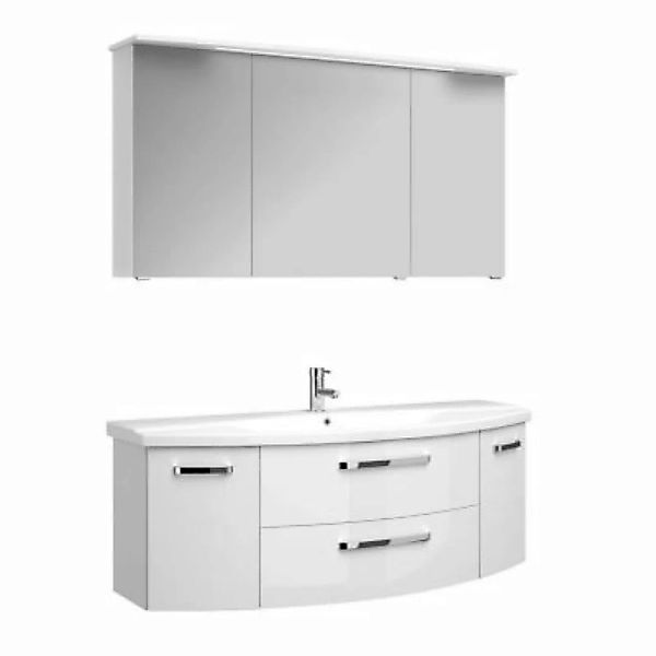 Lomadox Waschplatz-Set in weiß glänzend FES-4010-66 Unterschrank mit gerund günstig online kaufen