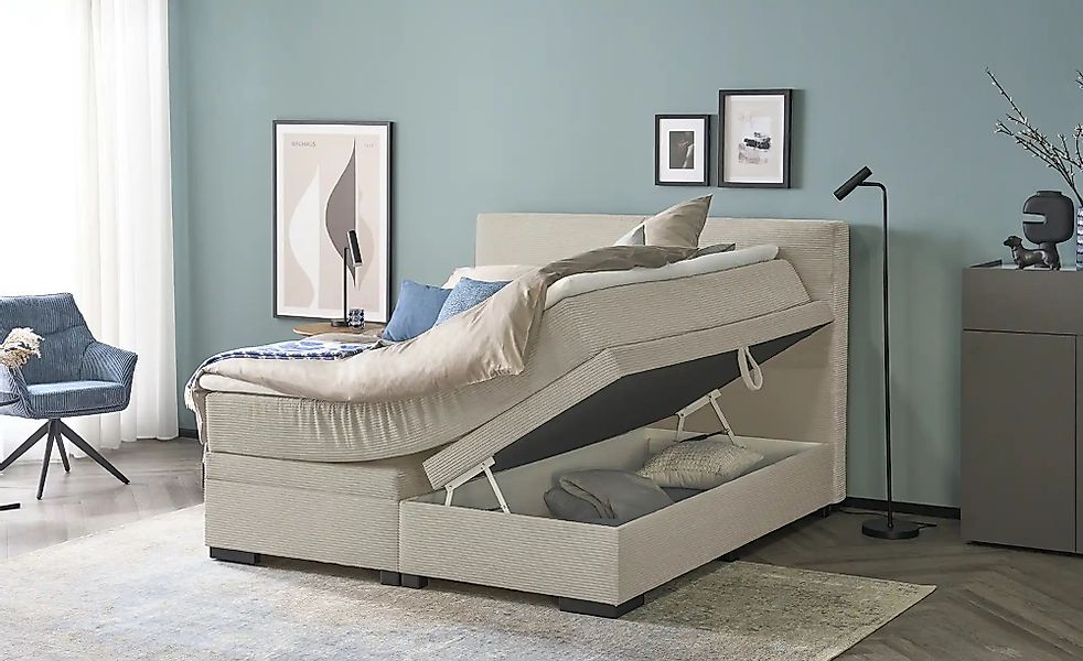 Boxi Boxspringbett mit Bettkasten Boxi Classic ¦ beige ¦ Maße (cm): B: 160 günstig online kaufen