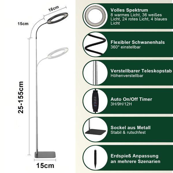Jibenhome Pflanzenlampe LED Vollspektrum Pflanzenlicht 3/9/12H günstig online kaufen